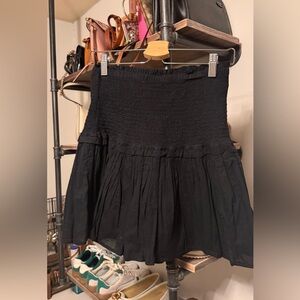 Black Smocked Mini Skirt